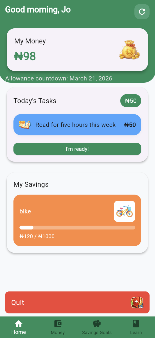Finance education app for kids