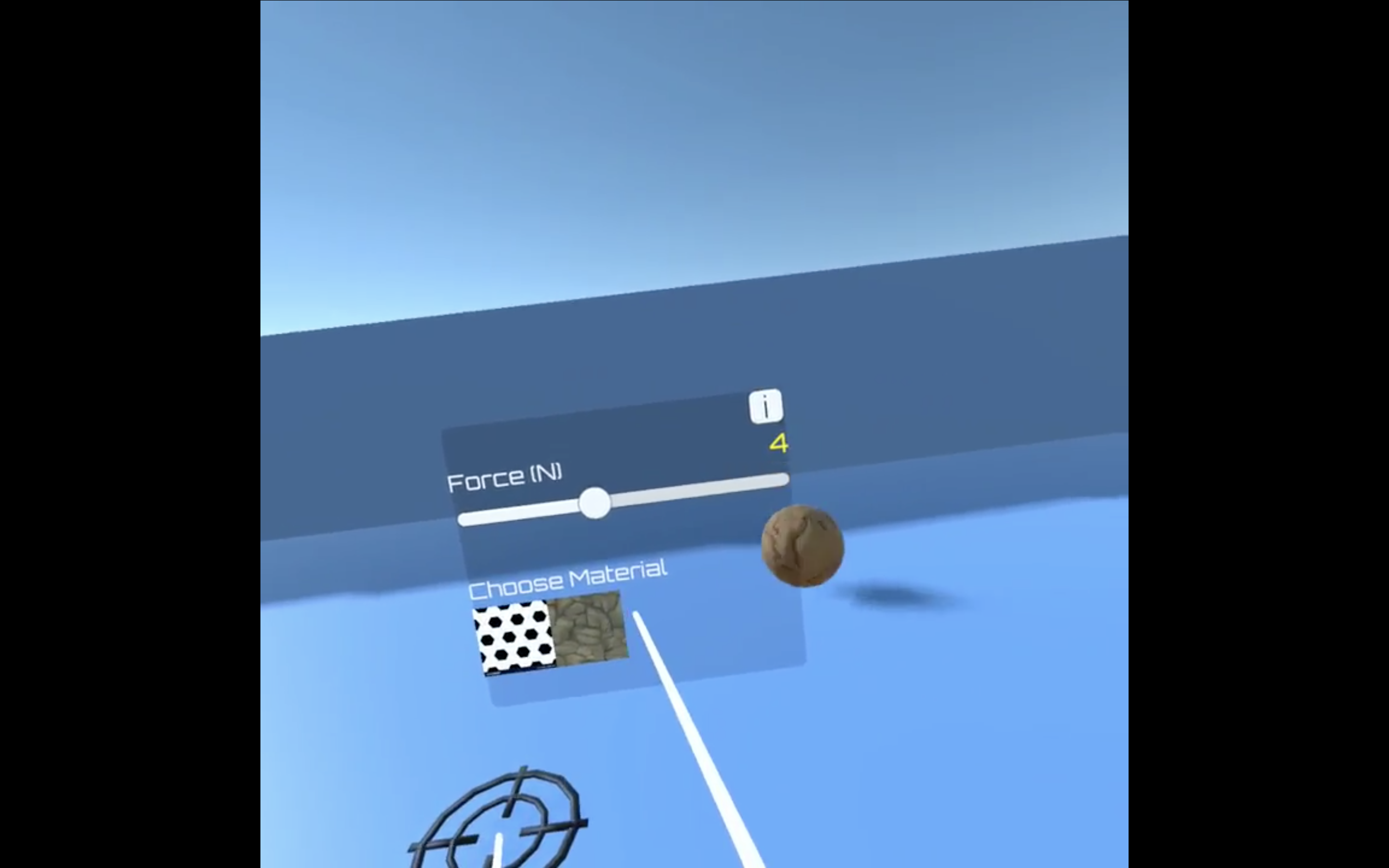 VR Physics Game prototype interface